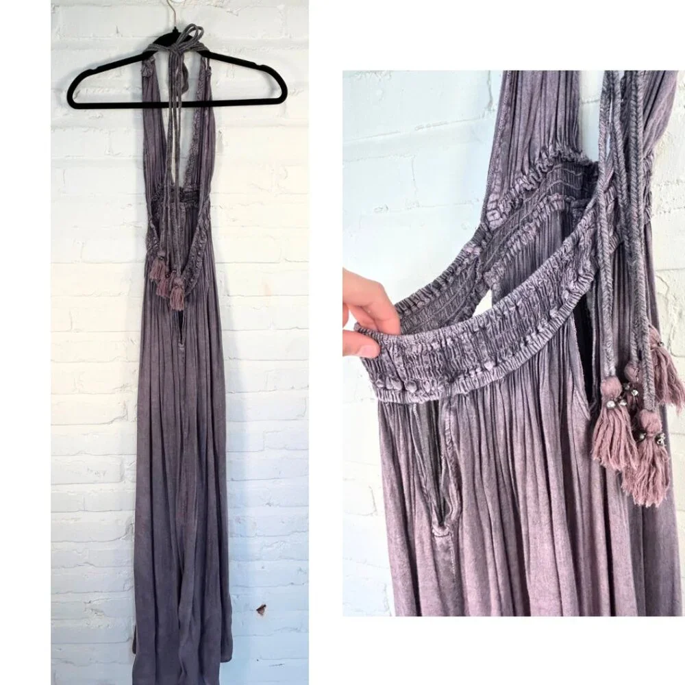 Purple Backless bohemian halter maxi dress - Picture 7 of 7